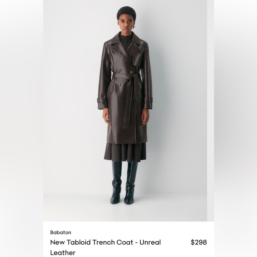 Aritzia Dark Brown Leather Trench Coat